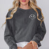 Embroidered Choose Happy Lightning Smiley Face Left Chest Garment Dyed Sweatshirt