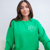 Embroidered Choose Happy Lightning Smiley Face Left Chest Graphic Sweatshirt