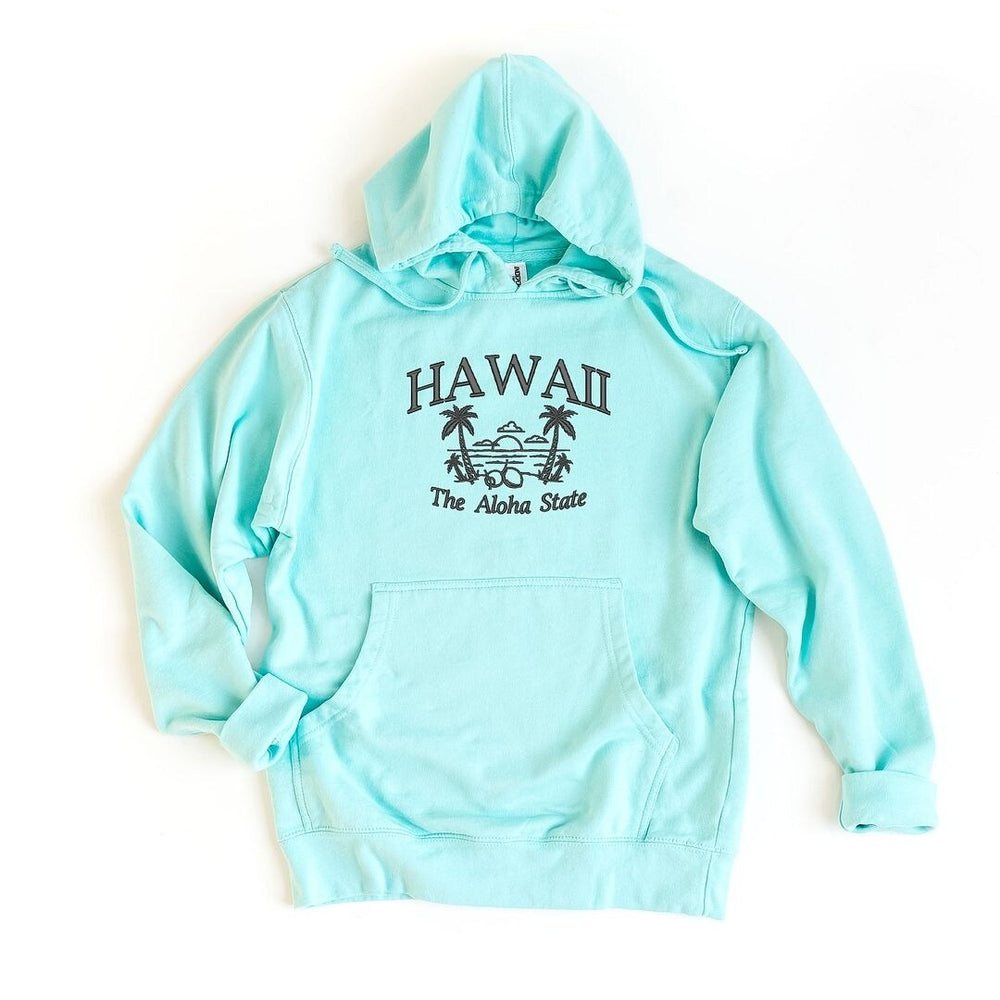 Embroidered Hawaii The Aloha State Graphic Hoodie