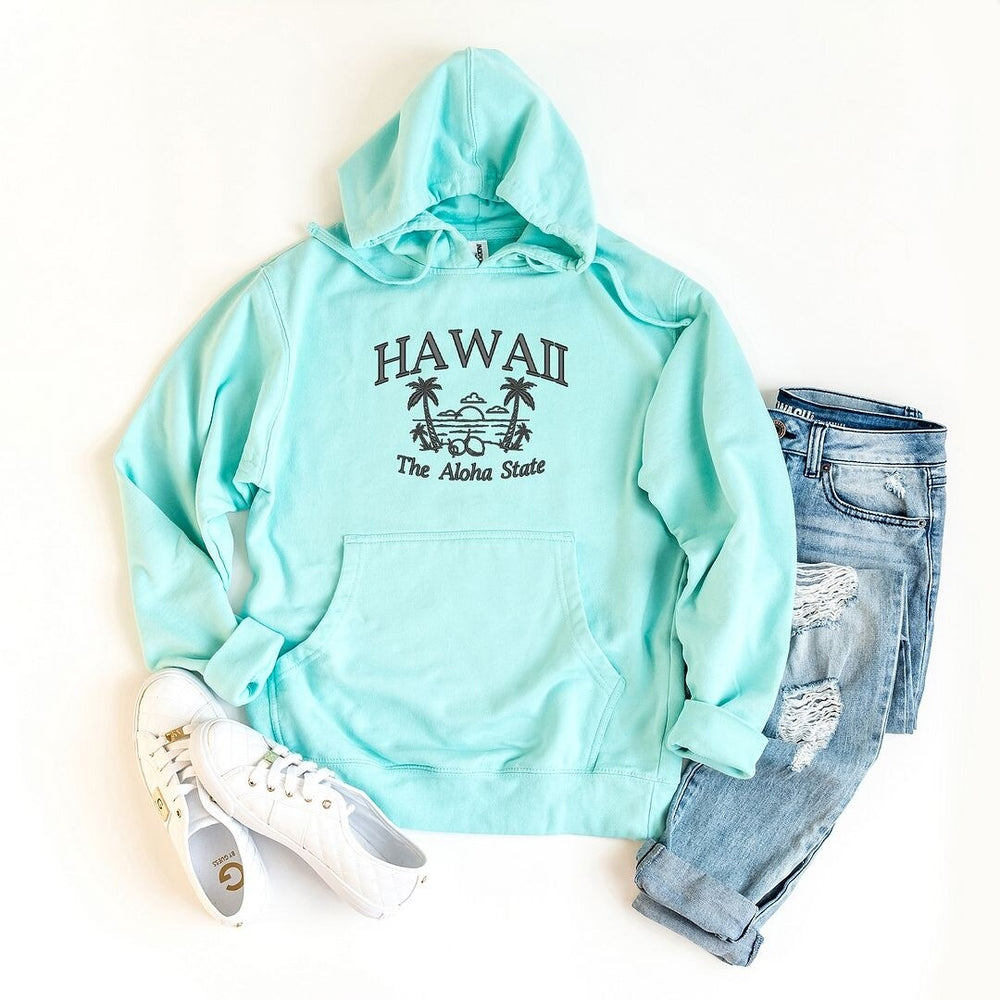 Embroidered Hawaii The Aloha State Graphic Hoodie