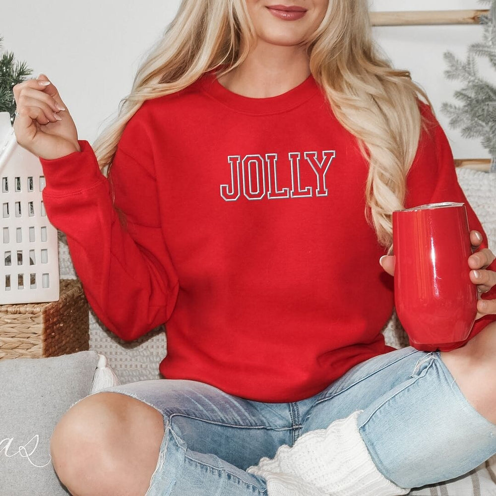 Embroidered Jolly Graphic Sweatshirt