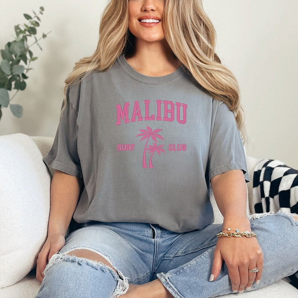 Embroidered Malibu Surf Club Garment Dyed Tee