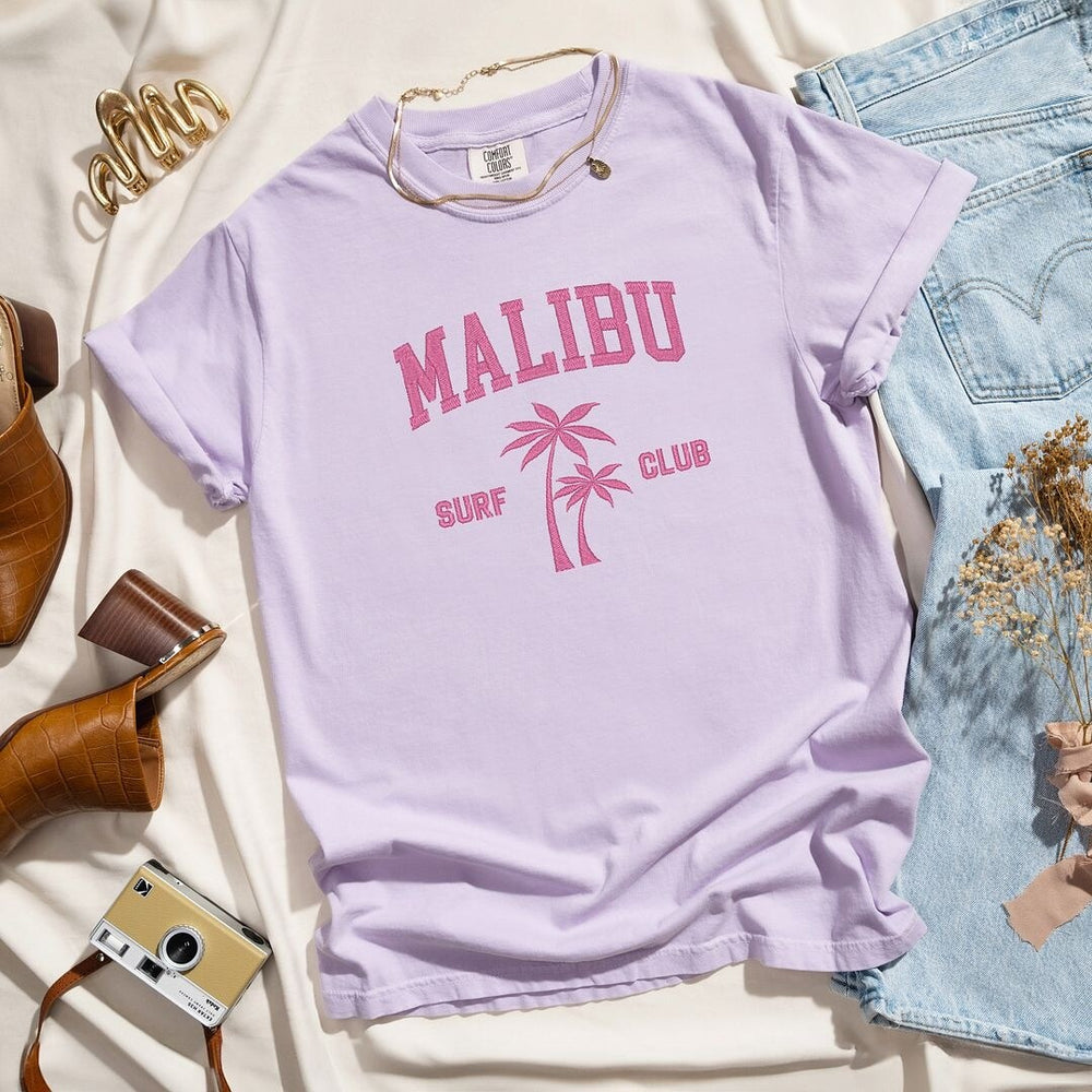 Embroidered Malibu Surf Club Garment Dyed Tee