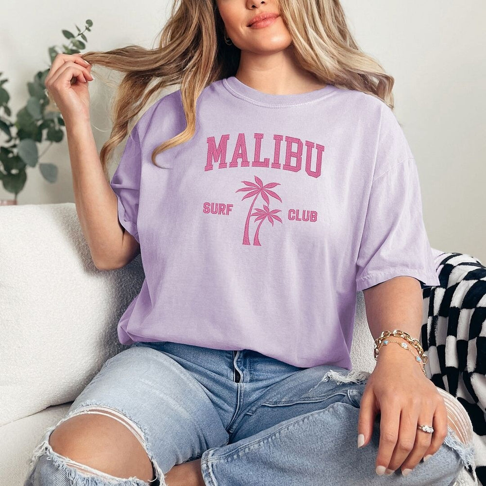 Embroidered Malibu Surf Club Garment Dyed Tee