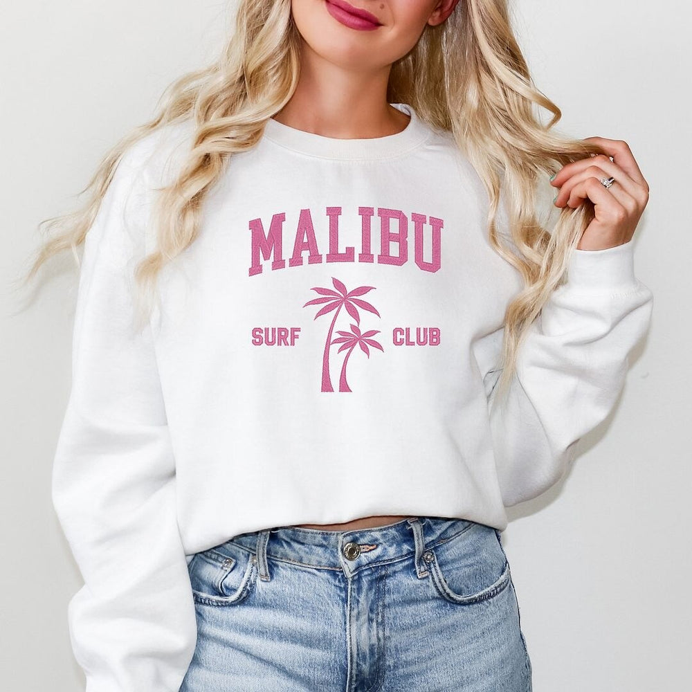 Embroidered Malibu Surf Club Graphic Sweatshirt