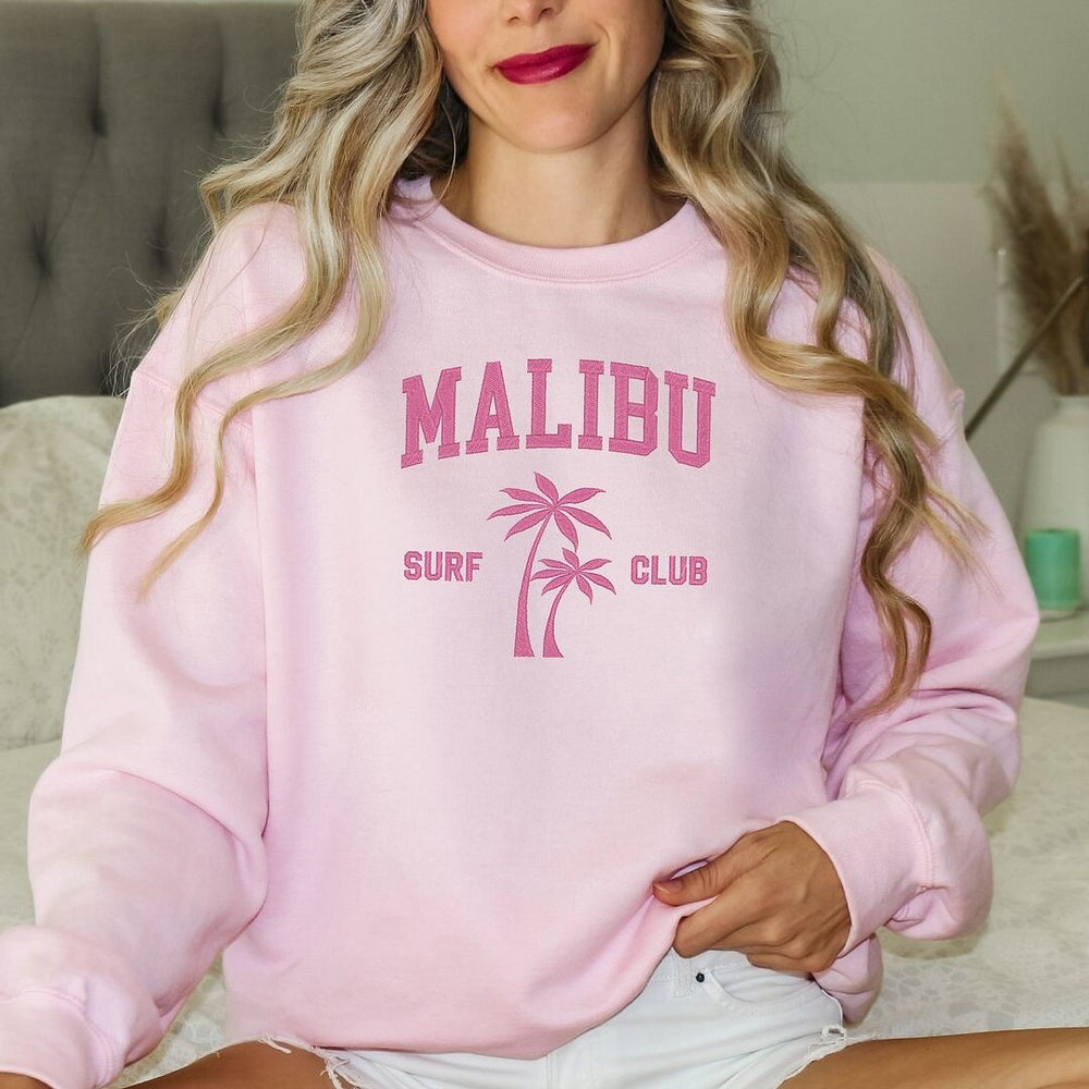 Embroidered Malibu Surf Club Graphic Sweatshirt