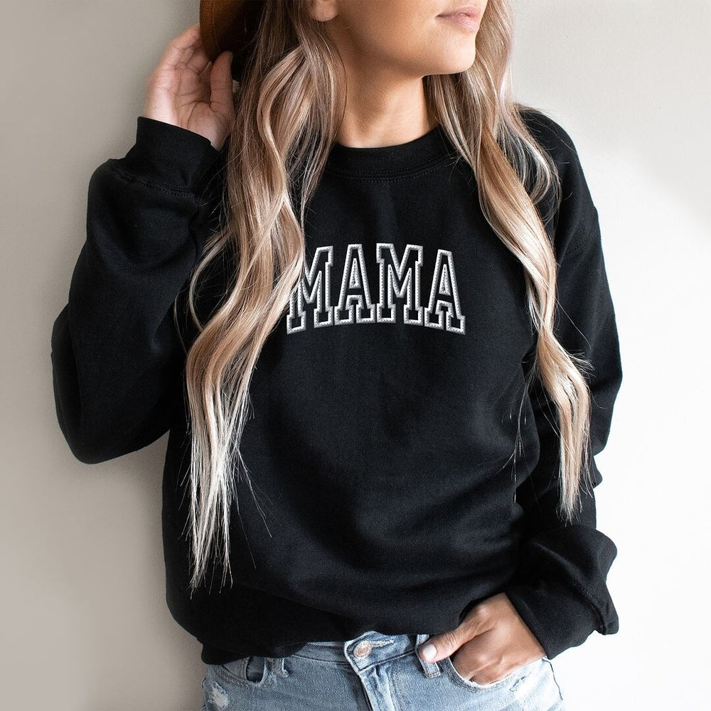 Embroidered Mama Arched Graphic Sweatshirt