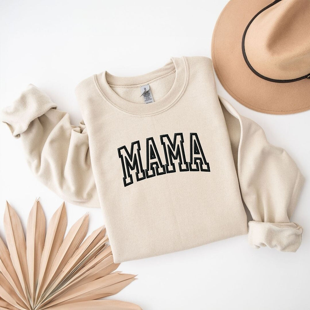 Embroidered Mama Arched Graphic Sweatshirt