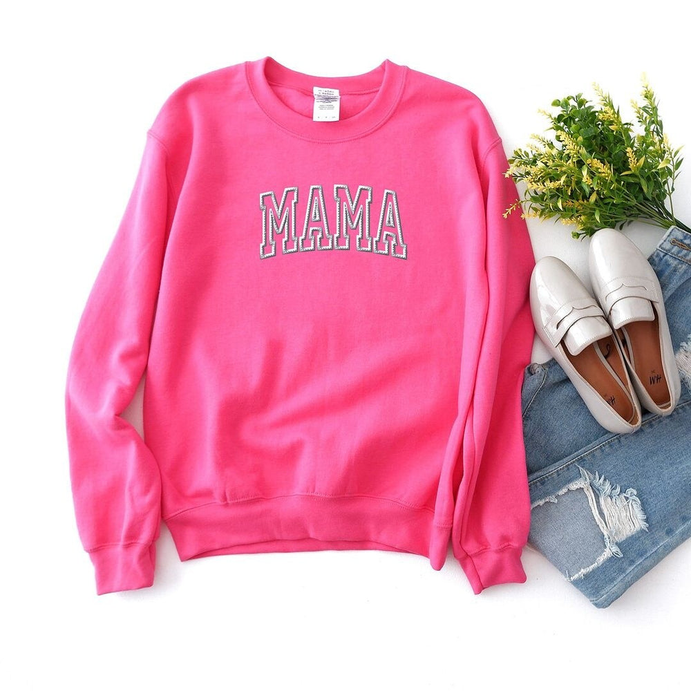 Embroidered Mama Arched Graphic Sweatshirt