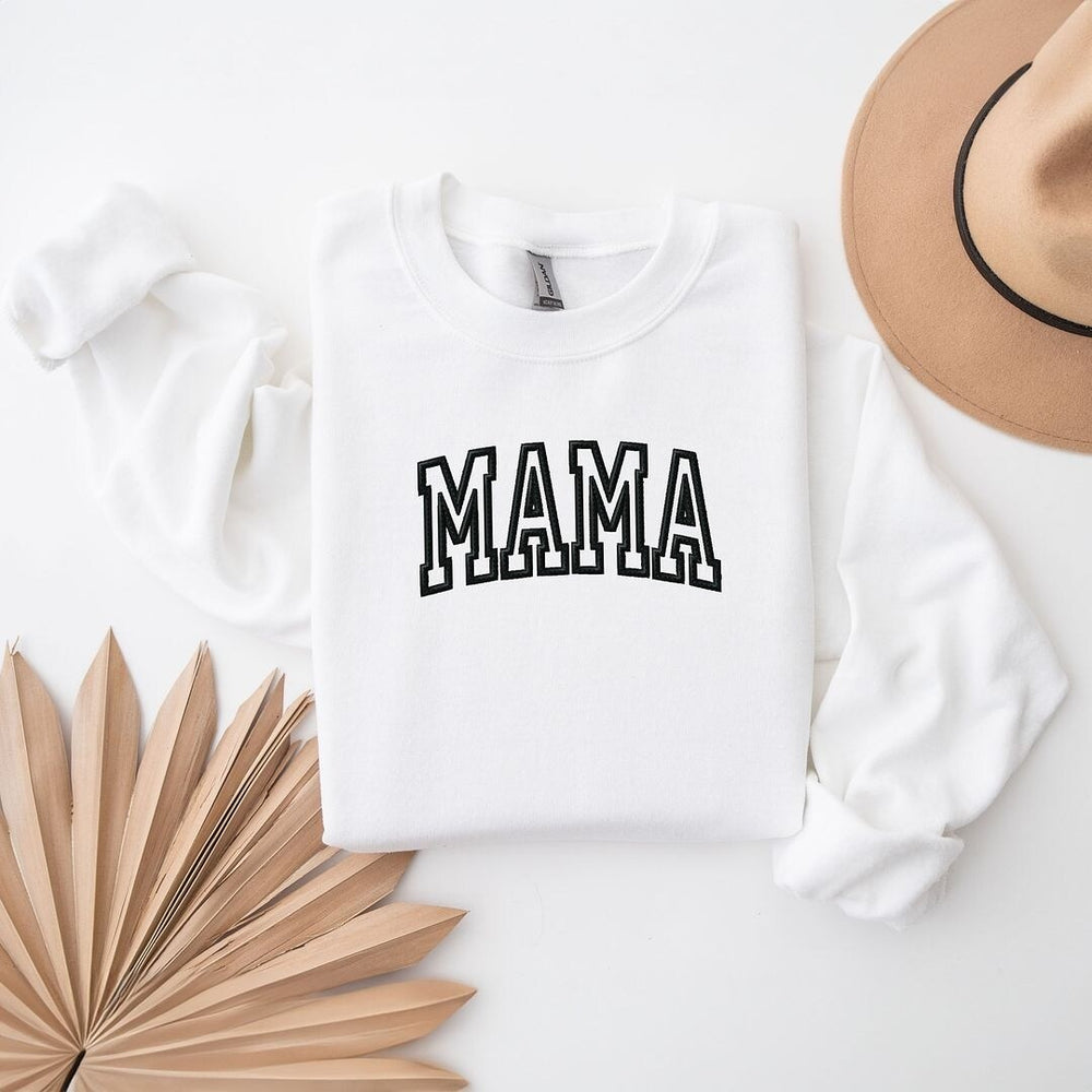 Embroidered Mama Arched Graphic Sweatshirt