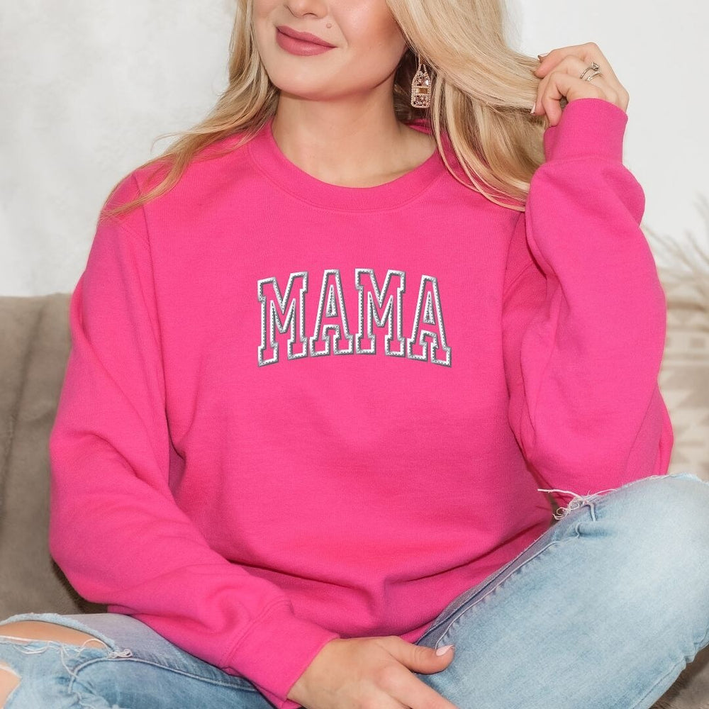 Embroidered Mama Arched Graphic Sweatshirt