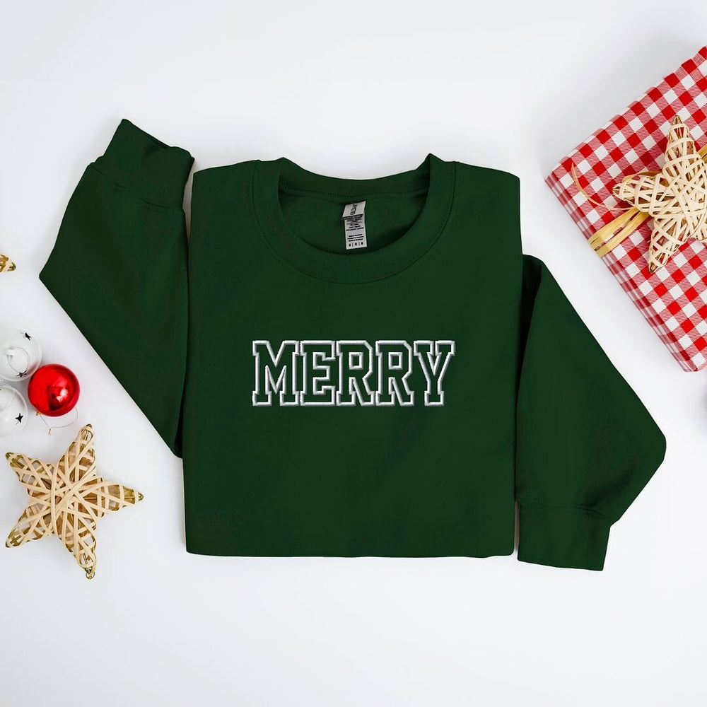 Embroidered Merry Graphic Sweatshirt