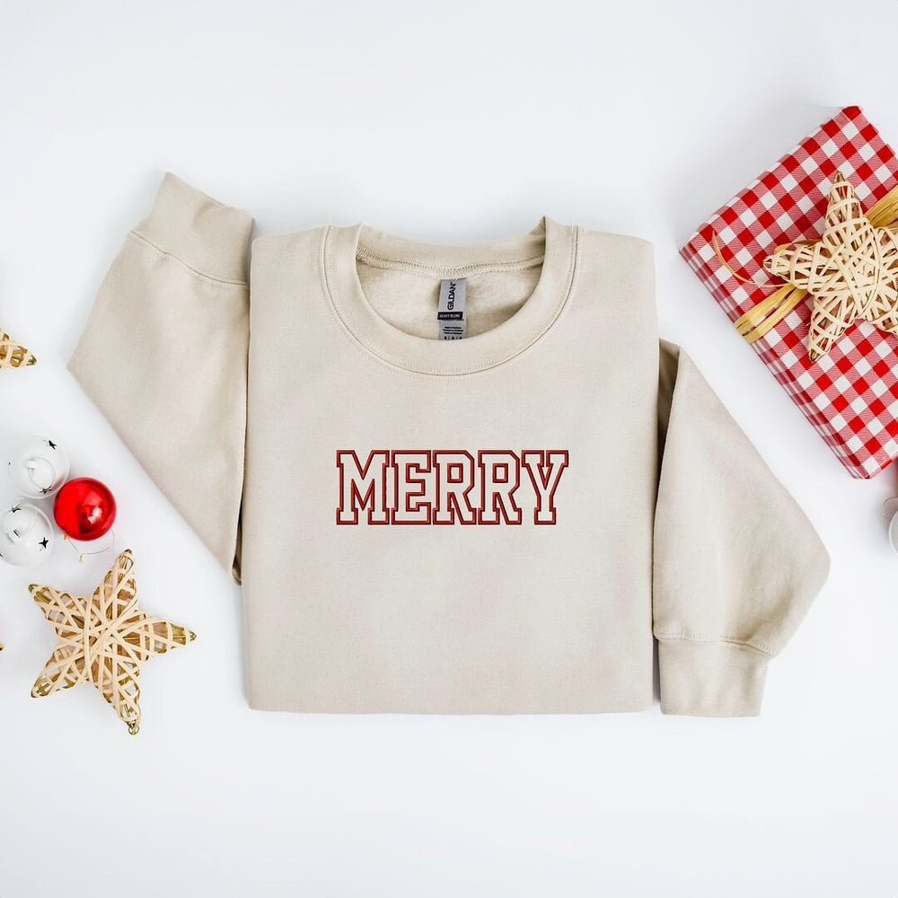 Embroidered Merry Graphic Sweatshirt