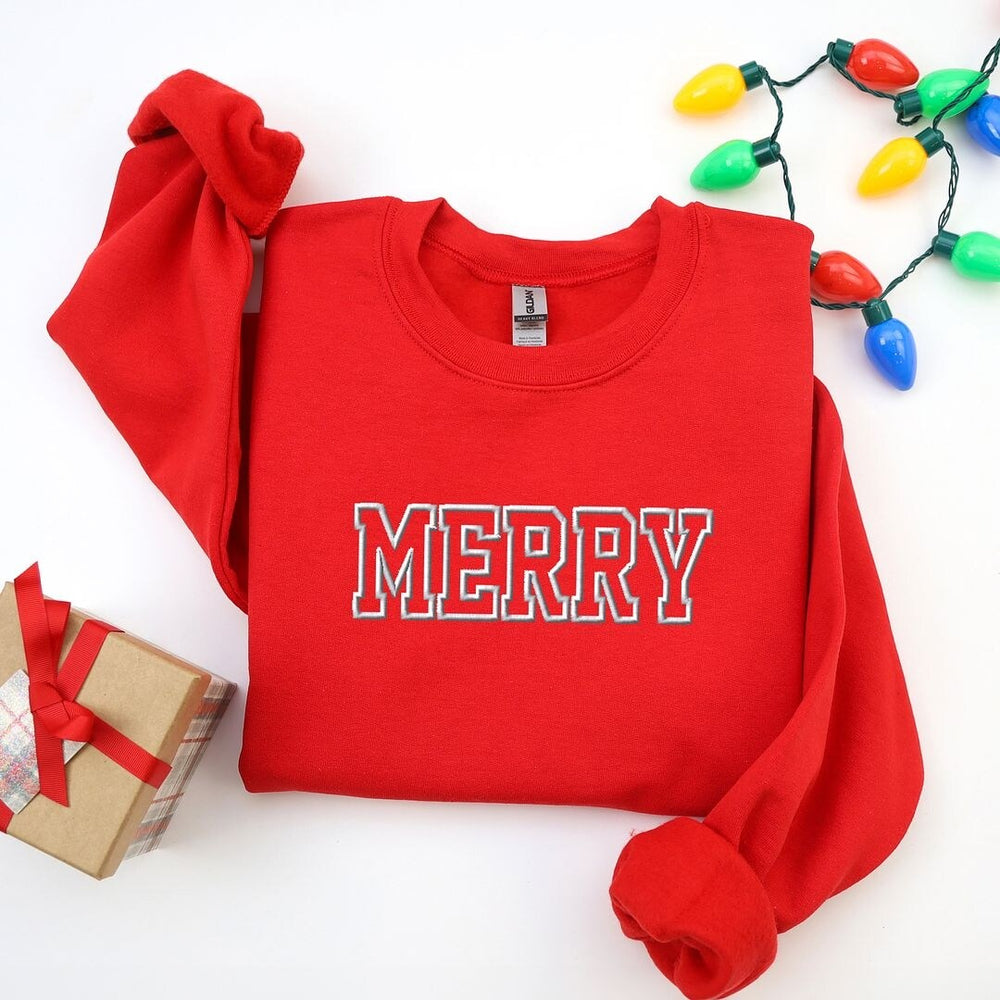 Embroidered Merry Graphic Sweatshirt