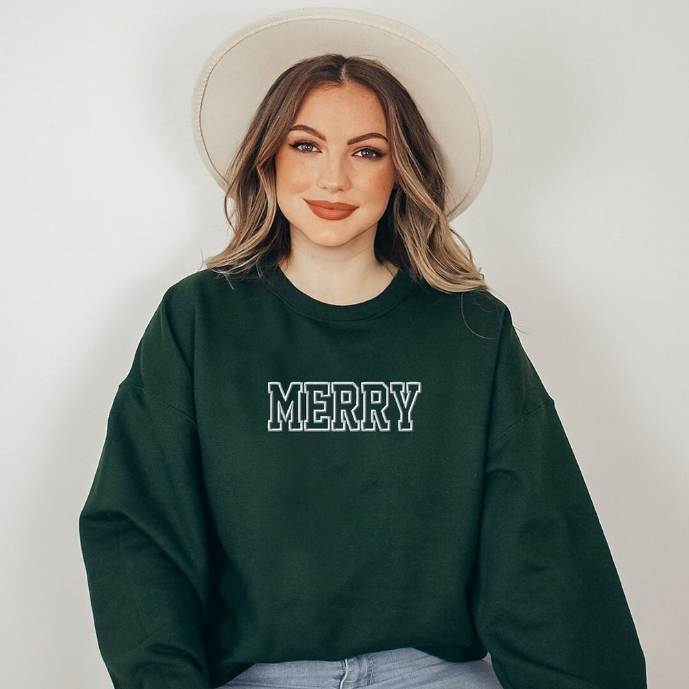 Embroidered Merry Graphic Sweatshirt