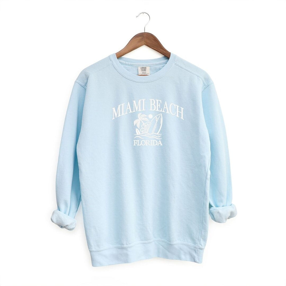 Embroidered Miami Beach Florida Garment Dyed Sweatshirt