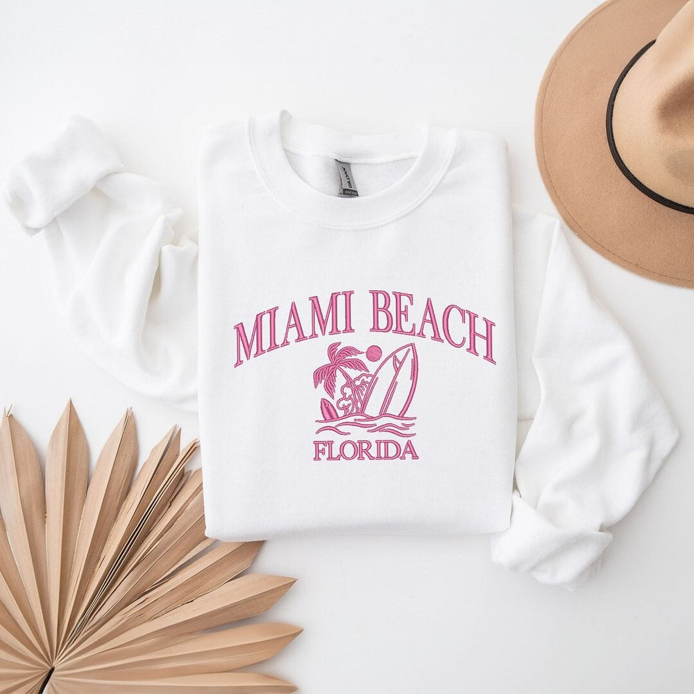 Embroidered Miami Beach Florida Graphic Sweatshirt