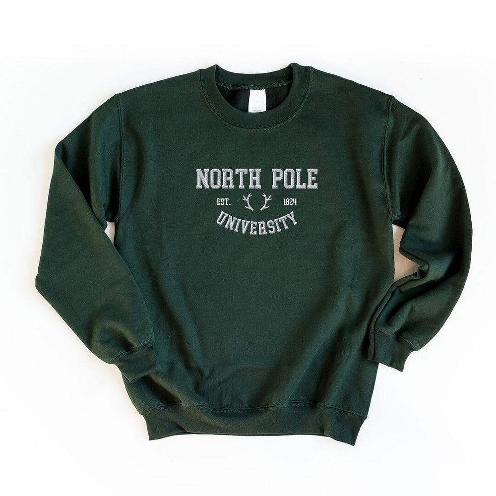 Embroidered North Pole University Graphic Sweatshirt