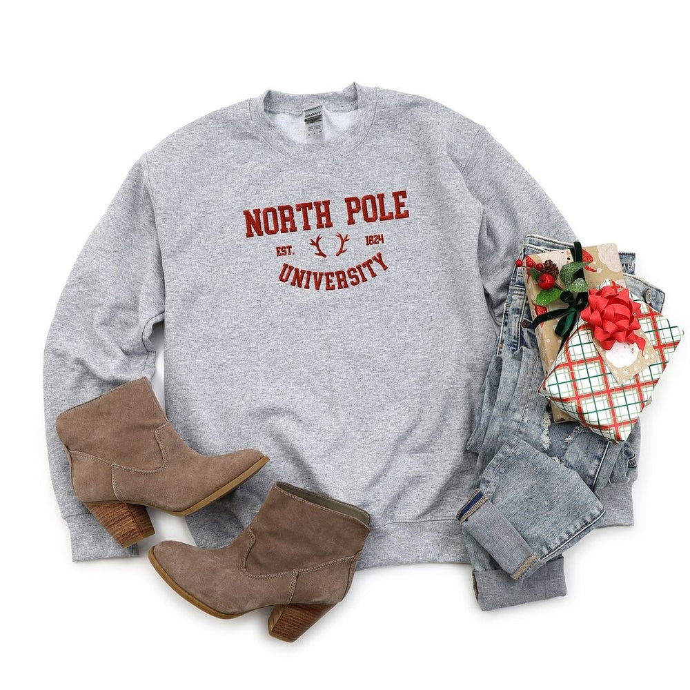 Embroidered North Pole University Graphic Sweatshirt