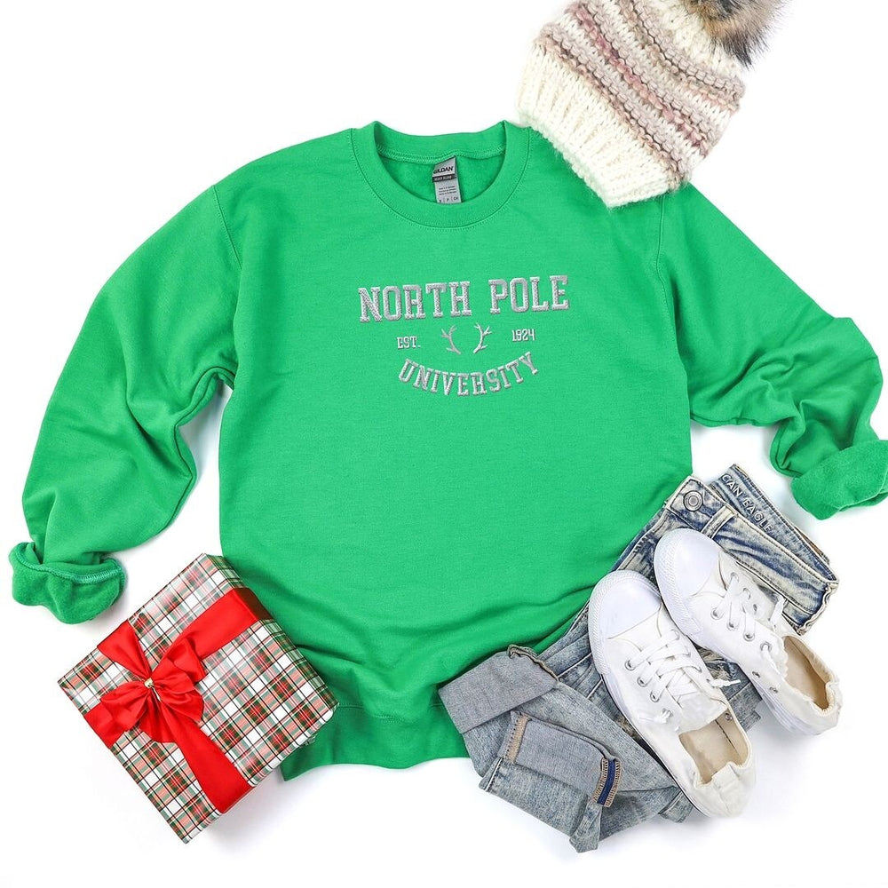 Embroidered North Pole University Graphic Sweatshirt