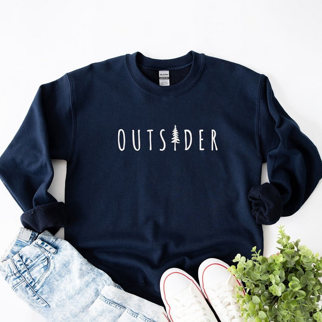 Embroidered Outsider Tree Graphic Sweatshirt