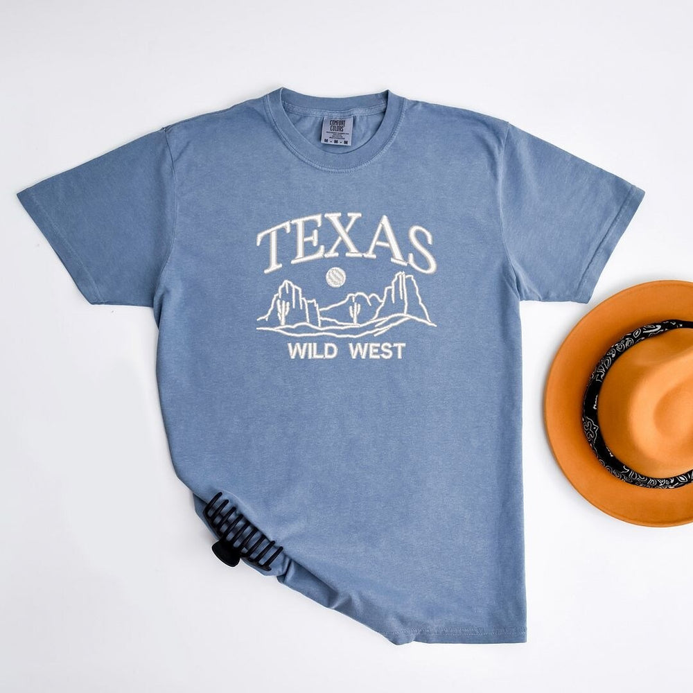 Embroidered Texas Wild West Garment Dyed Tee