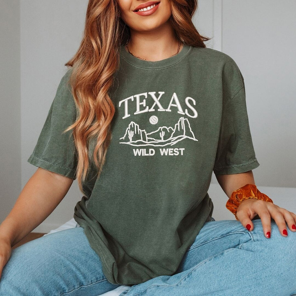 Embroidered Texas Wild West Garment Dyed Tee