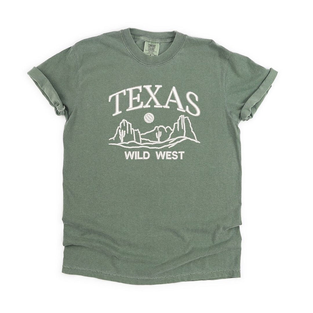 Embroidered Texas Wild West Garment Dyed Tee