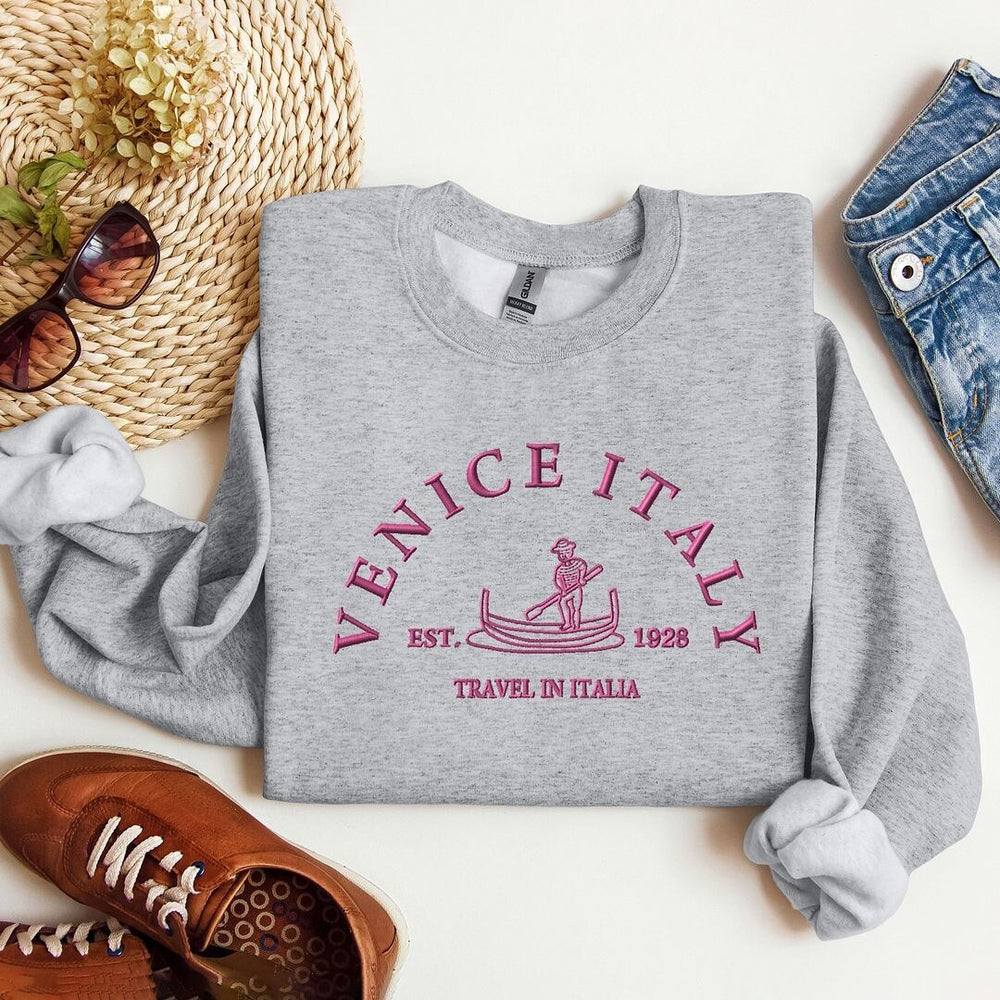 Embroidered Venice Italy Graphic Sweatshirt