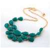 Emerald Green Bib Goldtone Necklace - White