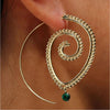 Emerald Green Crystal Goldtone Spiral Threader Earrings