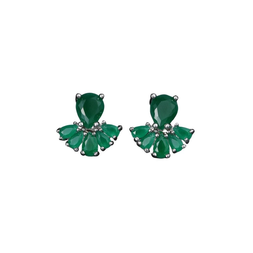 Emerald Green Cubic Zirconia Teardrop Stud Earrings