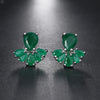 Emerald Green Cubic Zirconia Teardrop Stud Earrings