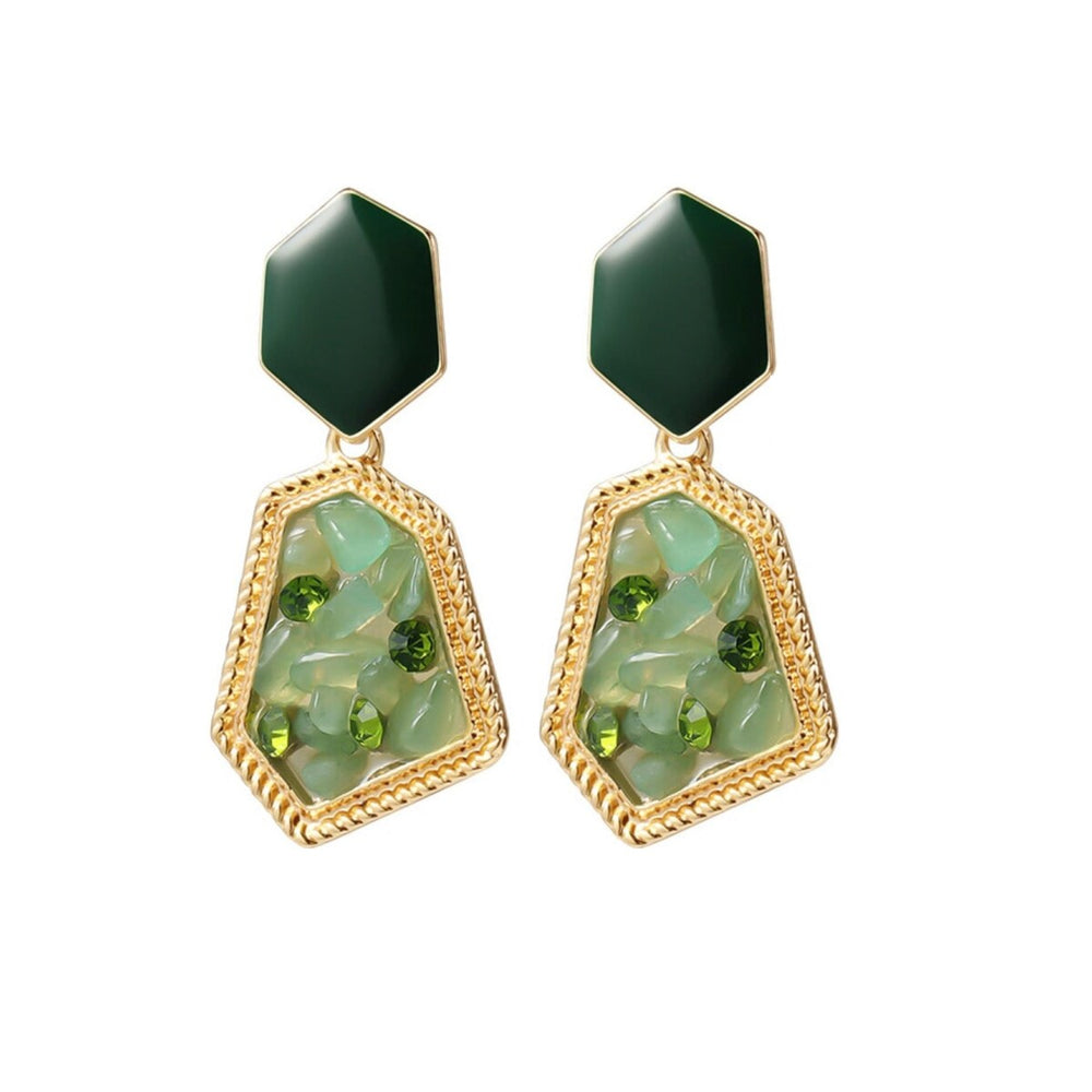 Emerald Green Goldtone Drop Earrings