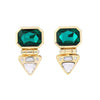 Emerald Green Goldtone Triangular Stud Earrings