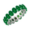 Emerald Sterling Silver Oval-Cut Eternity Band Ring