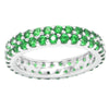 Emerald Sterling Silver Two Row Eternity Band Ring