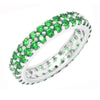 Emerald Sterling Silver Two Row Eternity Band Ring