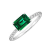 Emerald and White Topaz Sterling Silver Engagement Ring