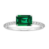 Emerald and White Topaz Sterling Silver Engagement Ring