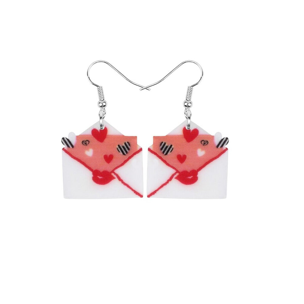 Envelope With Hearts Drop Earrings