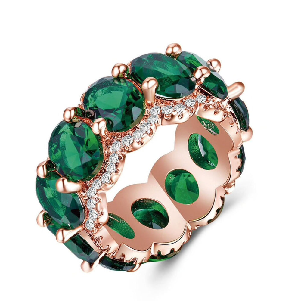 Estate Statement Ring With Oval Cubic Zirconia - Emerald