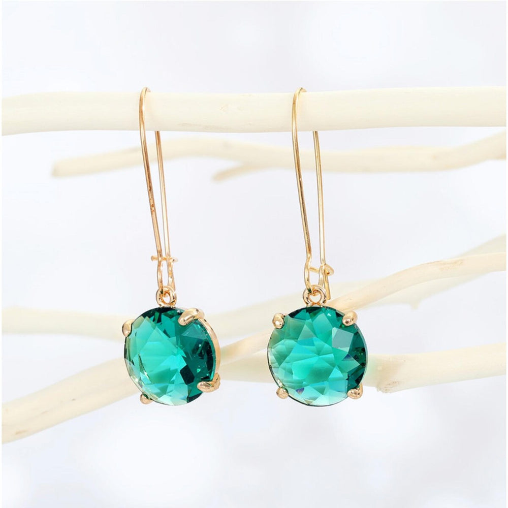 Faceted Dual Circular Crystal Drop Earrings