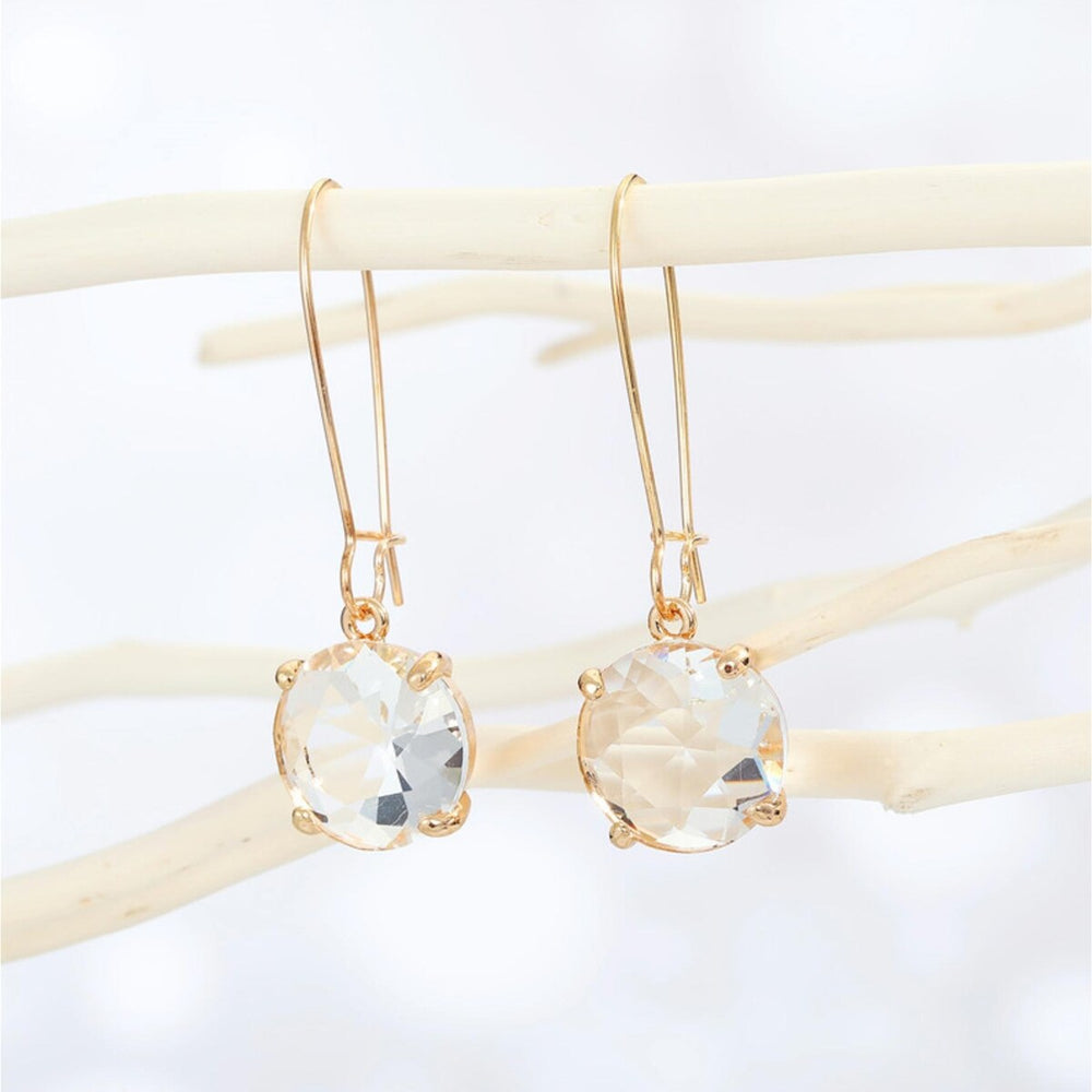 Faceted Dual Circular Crystal Drop Earrings