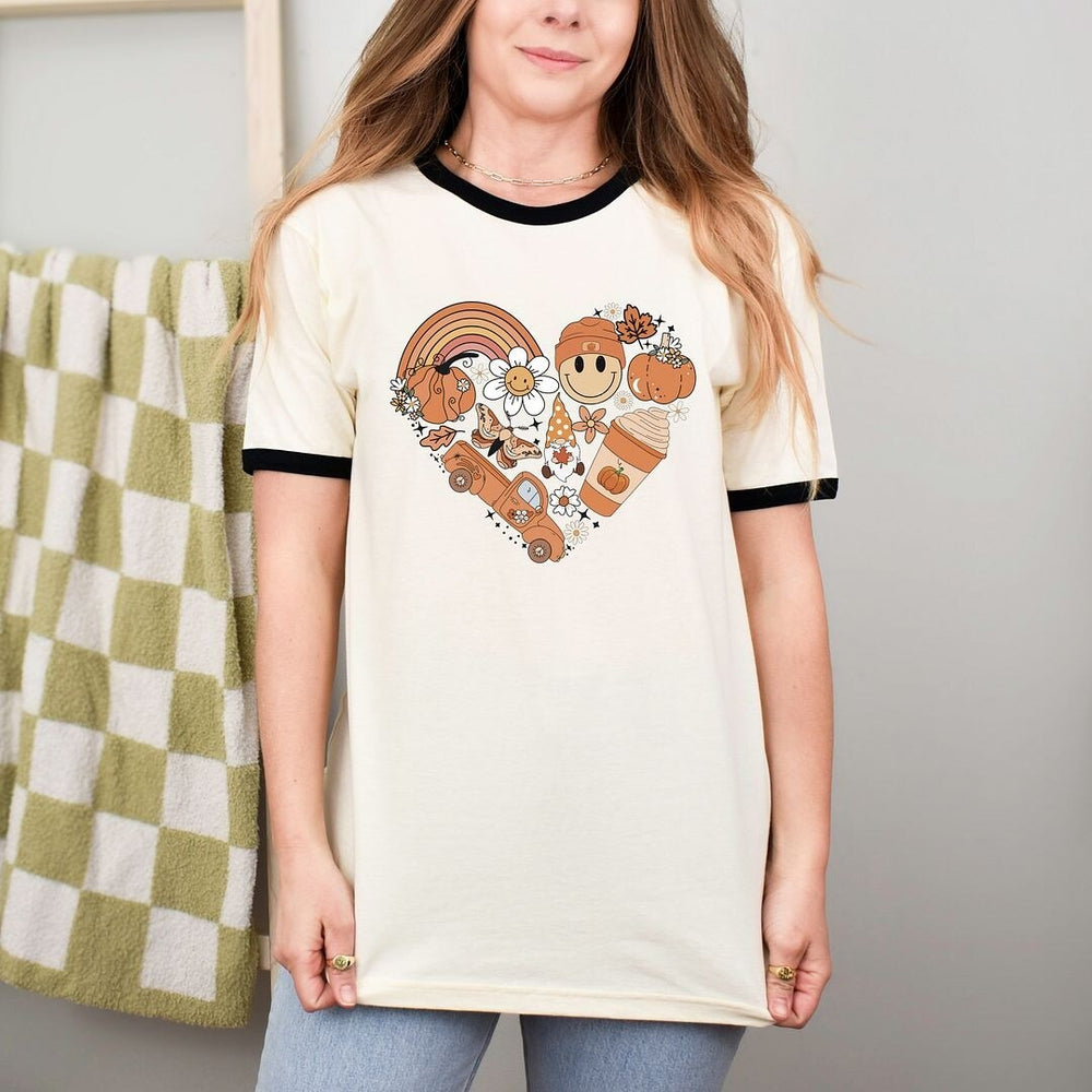 Fall Collage Heart Ringer Tee