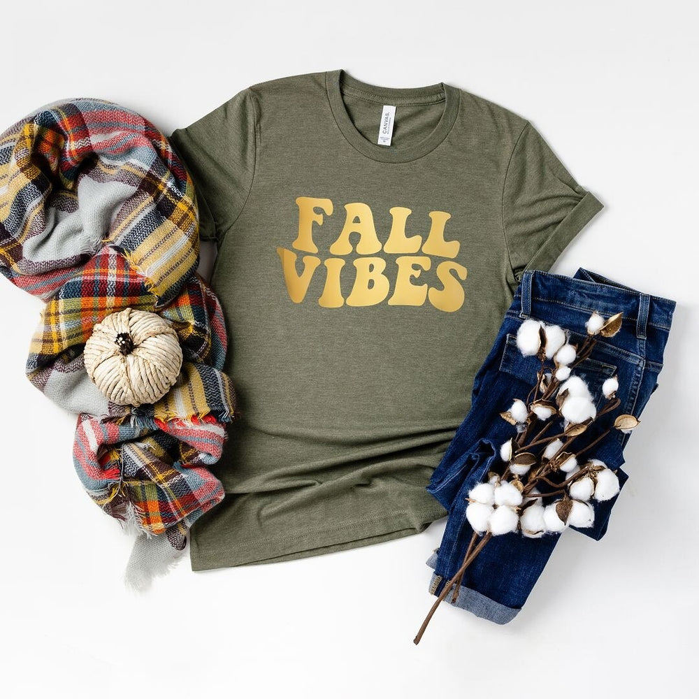 Fall Vibes Retro Puff Print Short Sleeve Tee