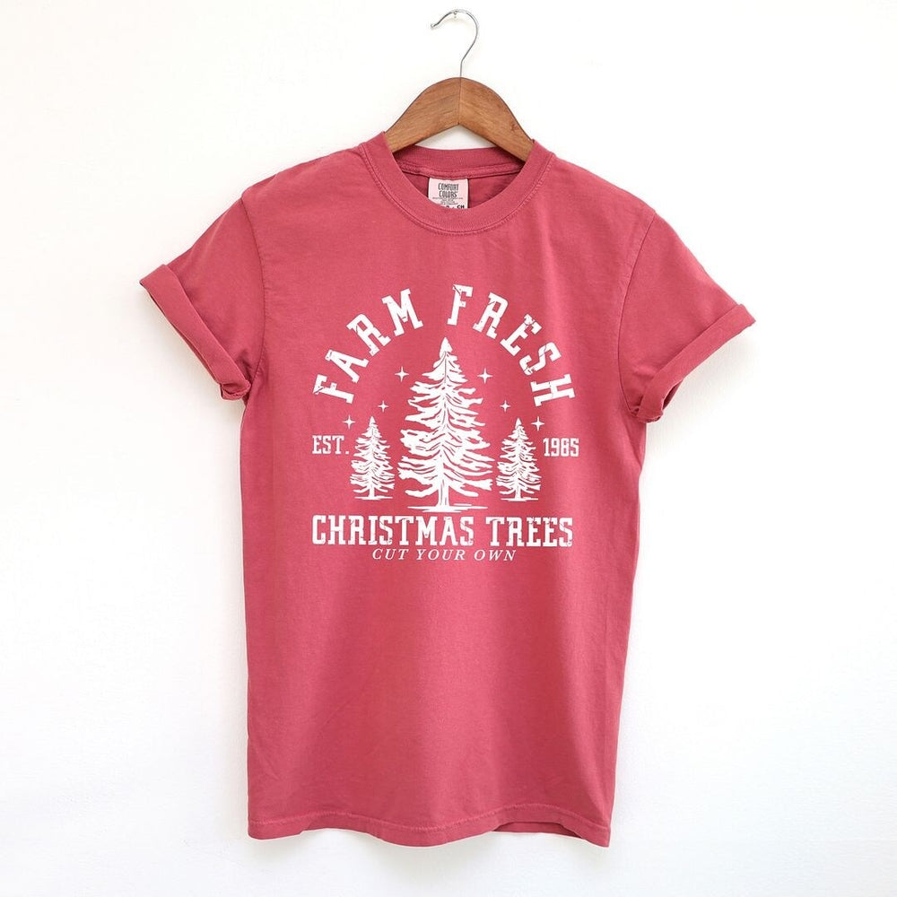 Farm Fresh Christmas Tree Stars Garment Dyed Tee