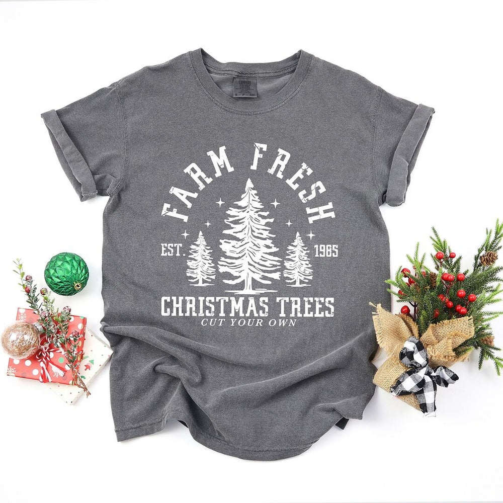 Farm Fresh Christmas Tree Stars Garment Dyed Tee