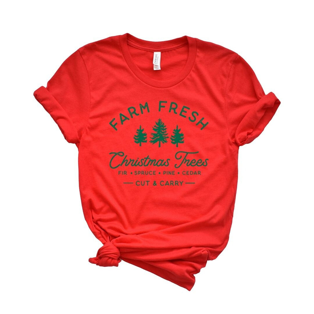 Farm Fresh Christmas Trees Short Sleeve Crewnneck Tee