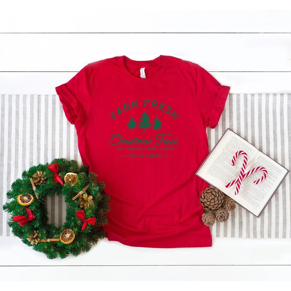 Farm Fresh Christmas Trees Short Sleeve Crewnneck Tee